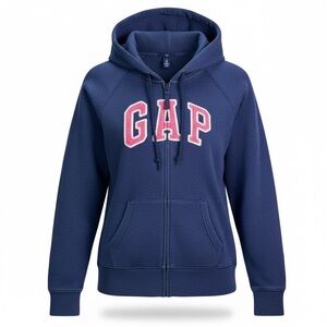 GAP‎ Unisex Blue Full Zip Long Sleeve Casual Hoodie Y2K Loungewear Size M